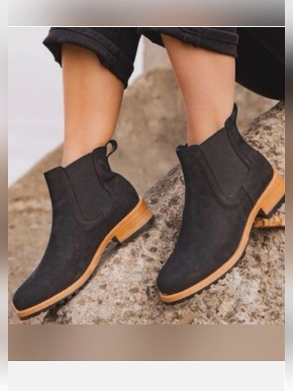 Patina Portland Leather Co. Black Chelsea Ankle Boots - Suede Slip-On Booties